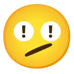 red exclamation mark + face with diagonal mouth
