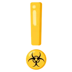 red exclamation mark + biohazard