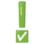 red exclamation mark + check mark button