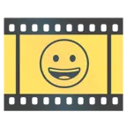 Filmstreifen + grinsendes Gesicht