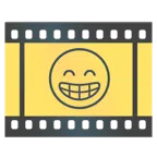 Filmstreifen + strahlendes Gesicht mit lachenden Augen
