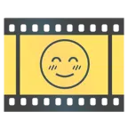 Filmstreifen + lächelndes Gesicht mit lachenden Augen