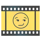 Filmstreifen + süffisant lächelndes Gesicht
