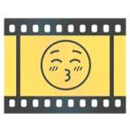 Filmstreifen + küssendes Gesicht mit geschlossenen Augen