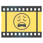 Filmstreifen + erschöpftes Gesicht
