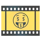Filmstreifen + Gesicht mit Dollarzeichen