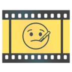 Filmstreifen + Gesicht mit Fieberthermometer