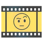 Filmstreifen + Gesicht mit hochgezogenen Augenbrauen
