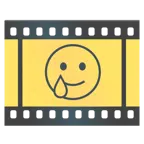 Filmstreifen + lachendes Gesicht mit Träne