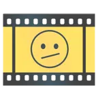 Filmstreifen + Gesicht mit schrägem Mund