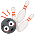Bowling + errötetes Gesicht mit großen Augen