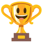 ถ้วยรางวัล + หน้ายิ้มอ้าปาก