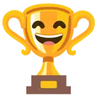 ถ้วยรางวัล + หน้ายิ้มตายิ้ม และอ้าปาก