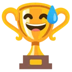 ถ้วยรางวัล + ยิ้มเหงื่อตก