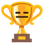 ถ้วยรางวัล + หน้าเย็นชา