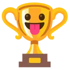 ถ้วยรางวัล + แลบลิ้น