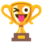 ถ้วยรางวัล + แลบลิ้นหน้าทะเล้น