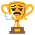 Pokal + Gesicht, das ausatmet