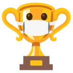 Pokal + Gesicht mit Atemschutzmaske