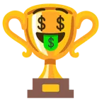 Pokal + Gesicht mit Dollarzeichen