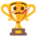 Pokal + Gesicht mit Fieberthermometer