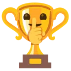 ถ้วยรางวัล + หน้าบอกให้เงียบ