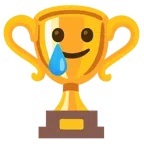 ถ้วยรางวัล + ใบหน้ายิ้มทั้งน้ำตา