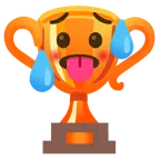 Pokal + schwitzendes Gesicht