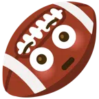 Football + errötetes Gesicht mit großen Augen