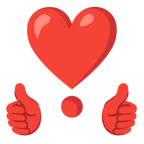 pollice in su + punto esclamativo a cuore