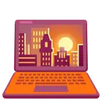 laptop + zachód słońca