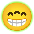 radioactive + beaming face with smiling eyes
