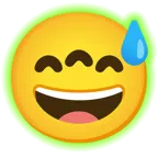 radioactive + grinning face with sweat