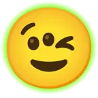 radioactive + winking face