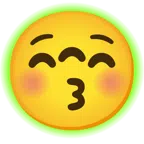 radioactive + kissing face with closed eyes
