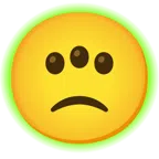 radioactive + slightly frowning face