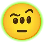 radioactive + face with raised eyebrow
