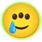 radioactive + smiling face with tear