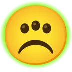 radioactive + frowning face