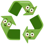 recycling symbol + flushed face