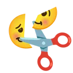 Schere + schwindeliges Gesicht