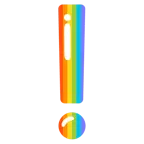 red exclamation mark + rainbow