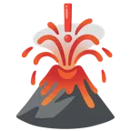 red exclamation mark + volcano