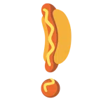 red exclamation mark + hot dog
