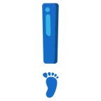 red exclamation mark + footprints