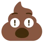 red exclamation mark + pile of poo