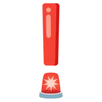 red exclamation mark + police car light