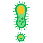 red exclamation mark + microbe