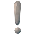 red exclamation mark + rock