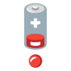 red exclamation mark + low battery